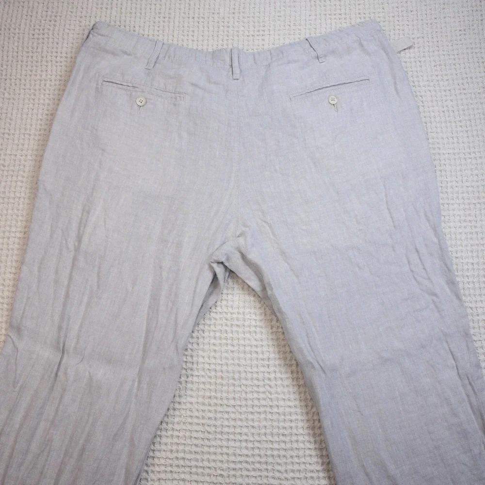 Perry Ellis Mens 100% Linen Drawstring Pants Beige Oatmeal Casual Beach Trousers